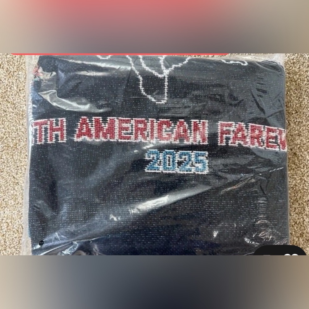 The Who Music Throw Blanket in packaging from the 2025 farewell tour concert